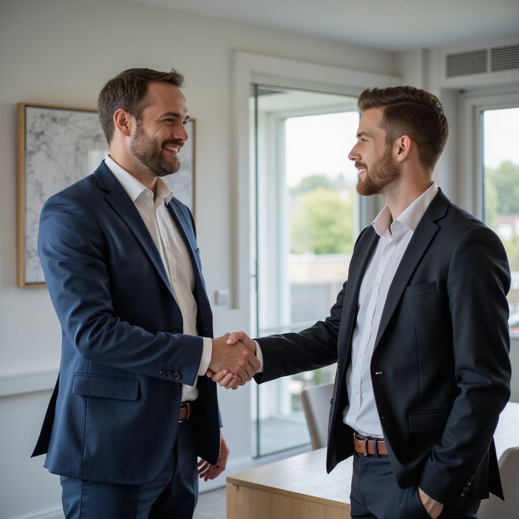 Dos trabajadores negociando sobre prevención de riesgos laborales
