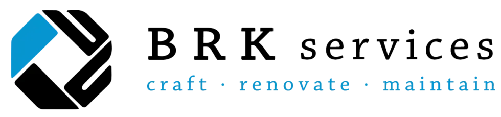 Logo for BRK services with a geometric design and the words 