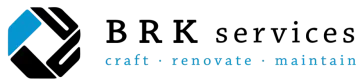 Logo for BRK services with a geometric design and the words 