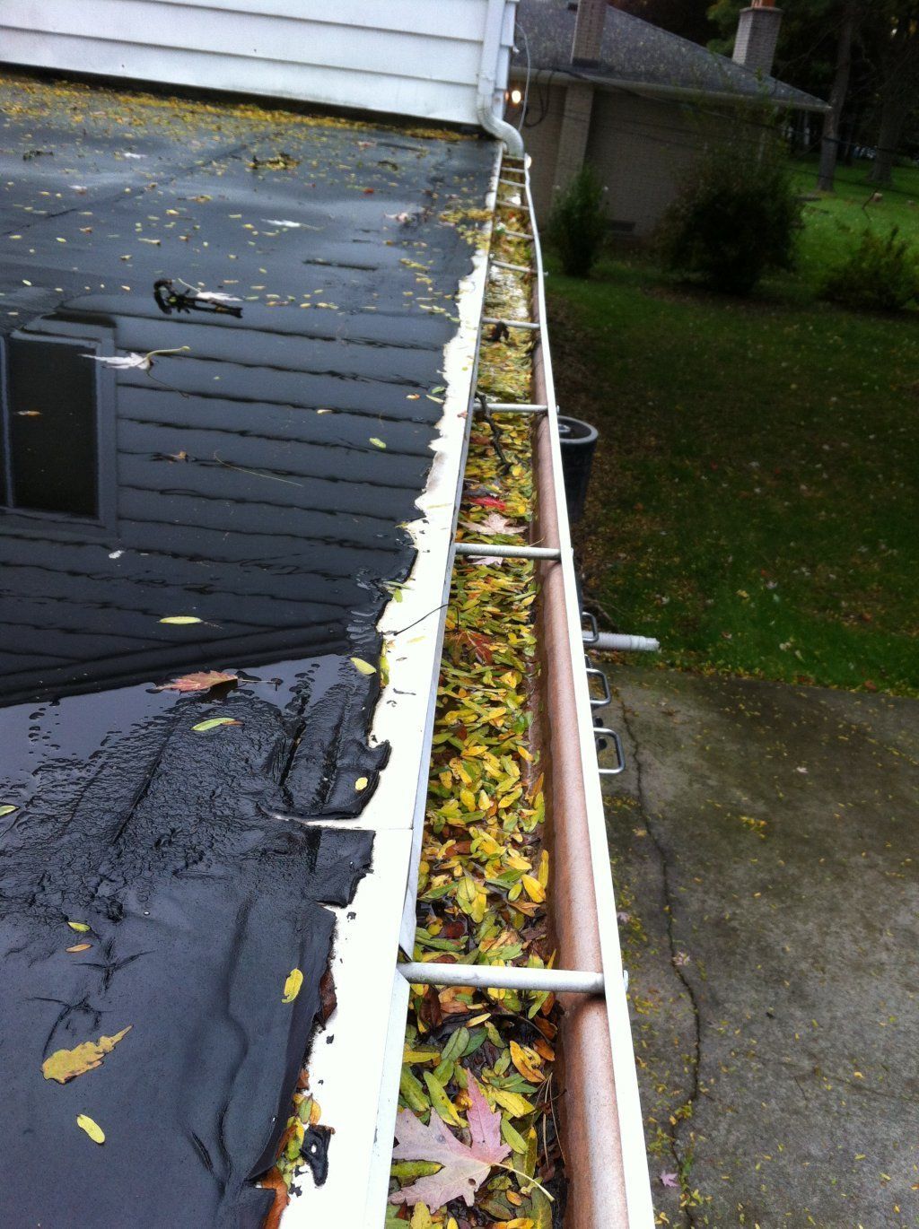 Rear Gutter Debris Buildup — Southfield, MI — Henderson’s Gutter Cleaning Service