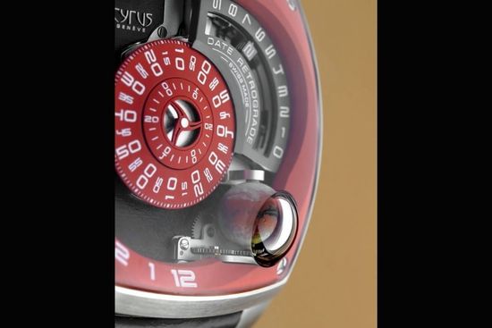 quadrante rosso e nero di orologio Cyrus Watches