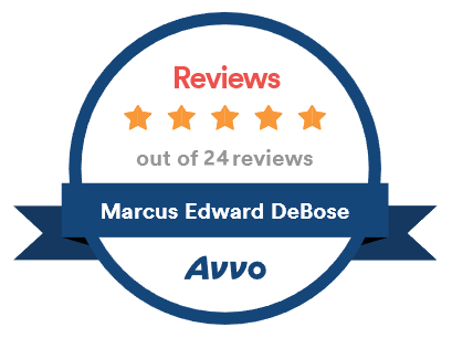 A badge that says reviews out of 24 reviews marcus edward debose avvo.
