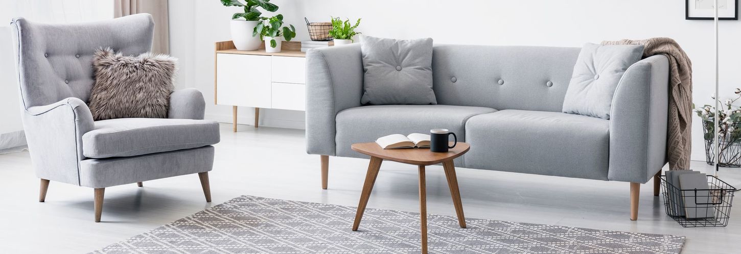 Sofa, chair, and coffee table