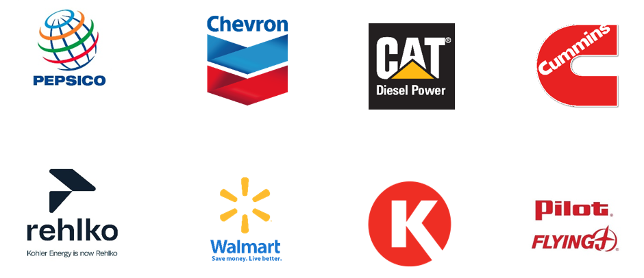 Logos of PepsiCo, Chevron, CAT, Cummins, Rehlko, Walmart, Circle K, and Pilot Flying J.