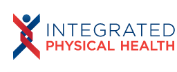 The logo for integrated physical health is red , white and blue.