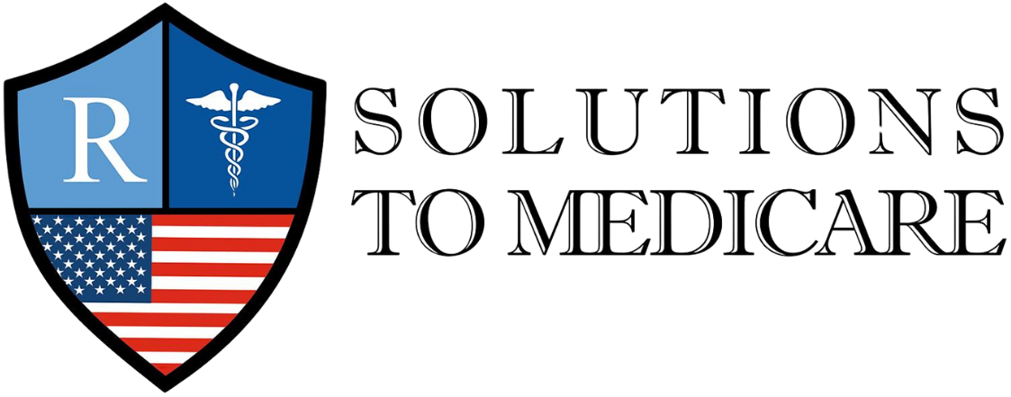Shield logo with “R”, caduceus, and American flag, text “SOLUTIONS TO MEDICARE.”