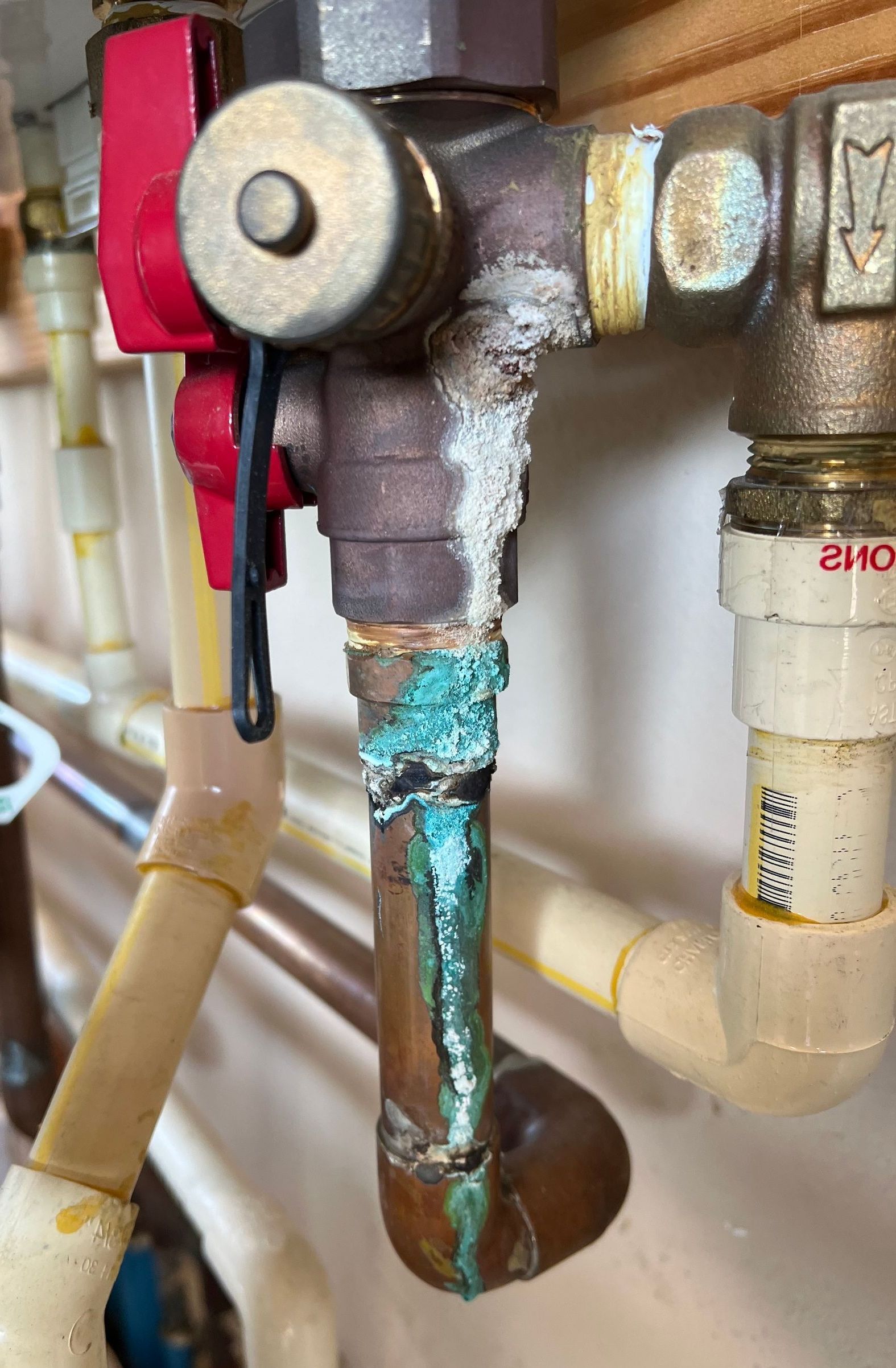 Blue corroded water valve