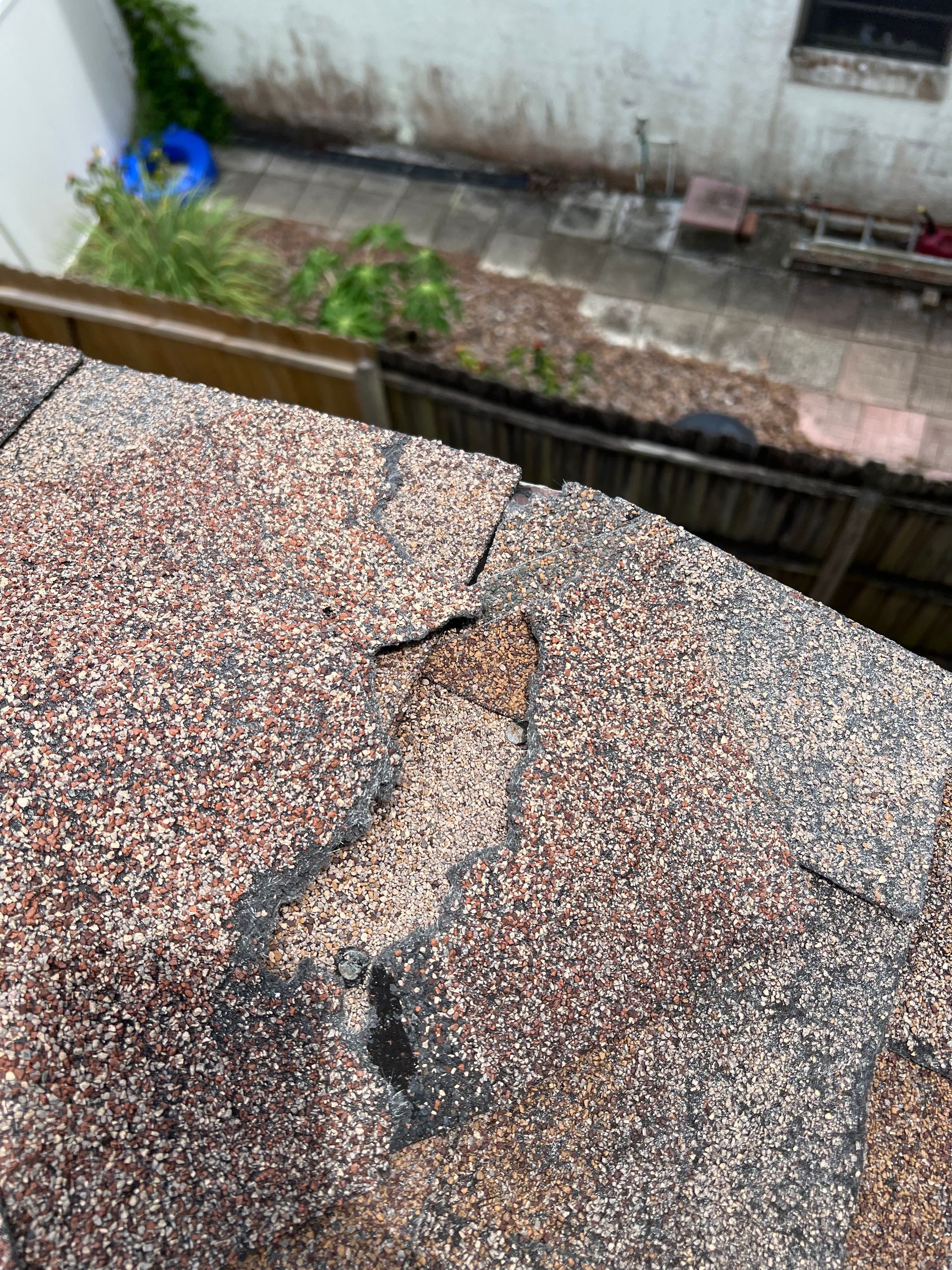 Roof with storm damage 