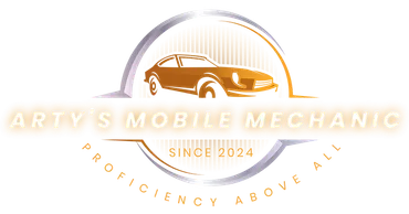 The logo for Arty 's Mobile Mechanic shows a car in a circle.