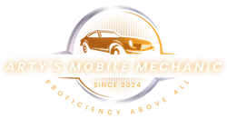 The logo for Arty 's Mobile Mechanic shows a car in a circle.