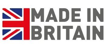 A logo that says made in britain with a british flag
