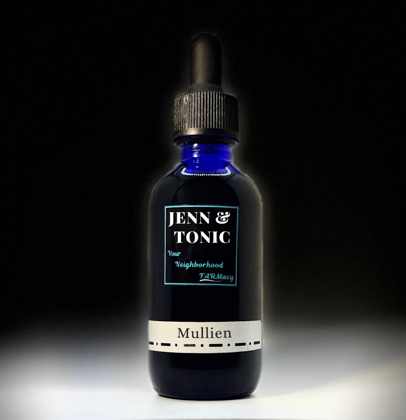 A bottle of jenn & tonic with a dropper