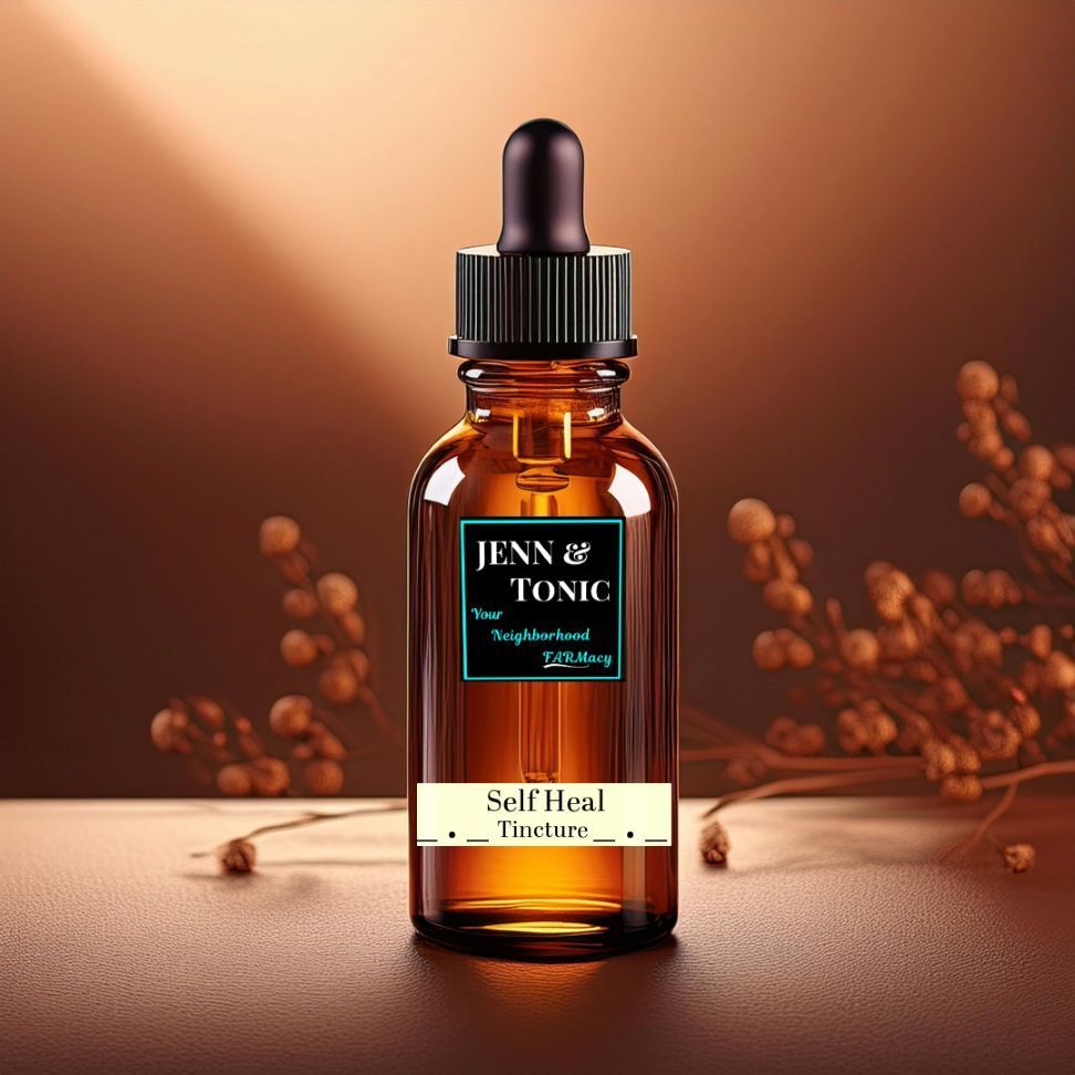 A bottle of jenn & tonic self heal tincture