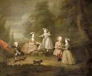 a Black Pug in 18th century painting
