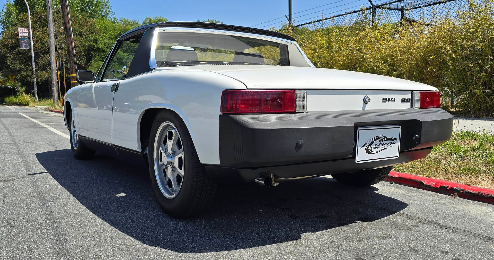 Rear quarter of Porsche 914 with stainless exhaus