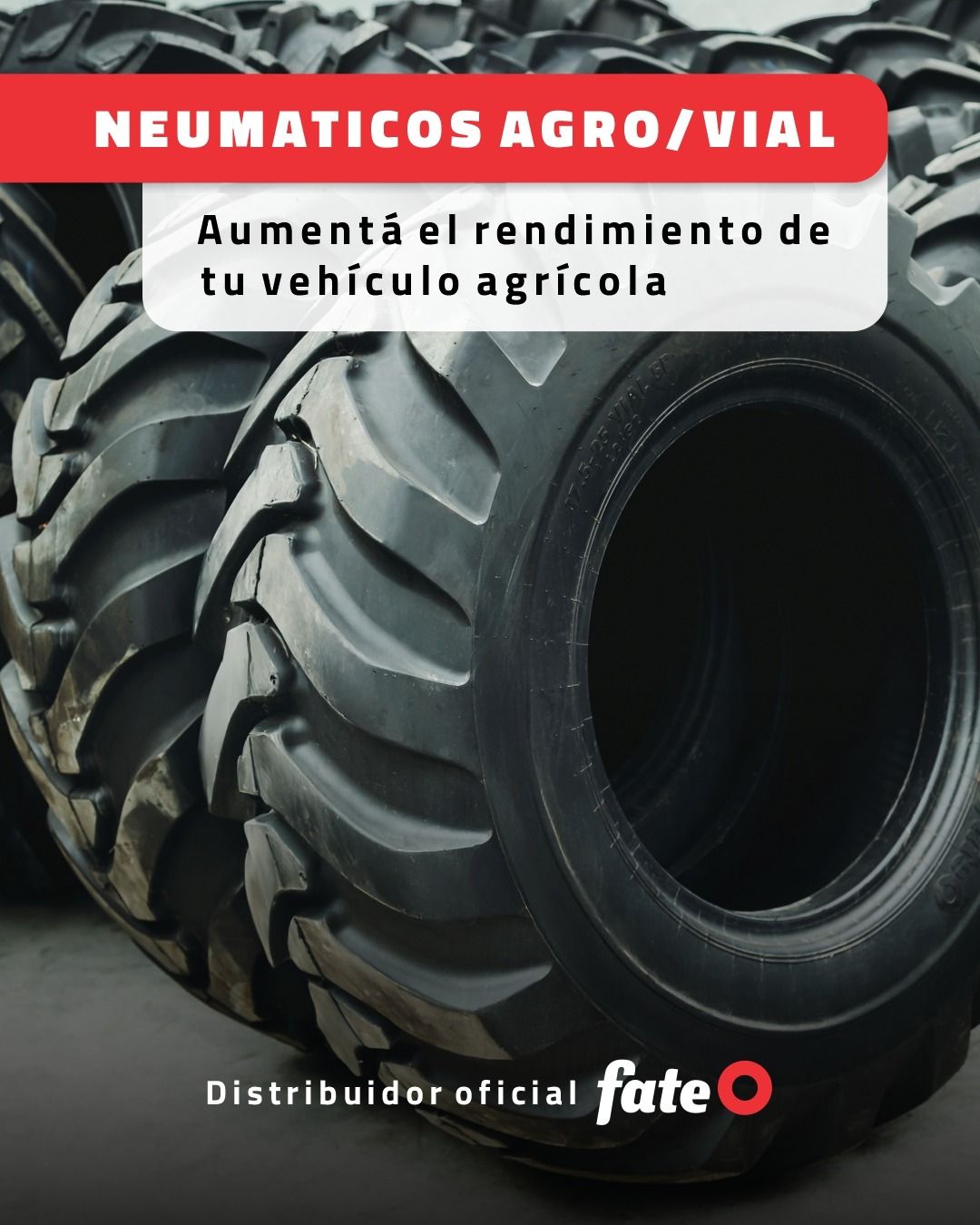 Agricultural tires with text: