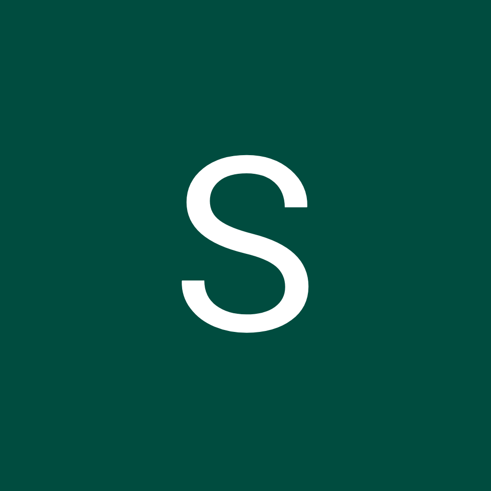 A white letter s on a dark green background.