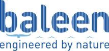 the logo for baleen is blue and white and says `` engineered by nature '' .
