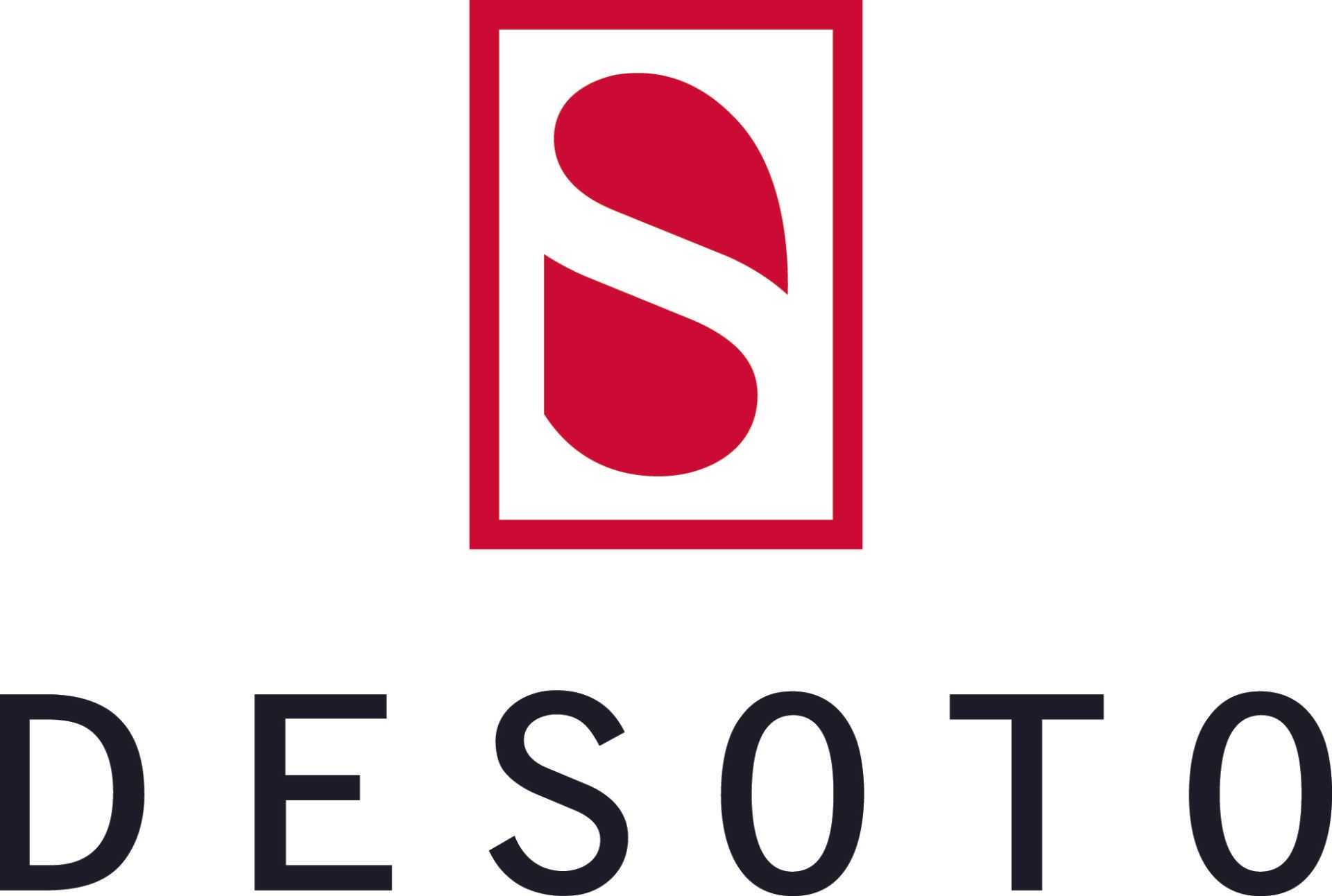 Ein Logo für Desoto mit einem roten S in einem Quadrat