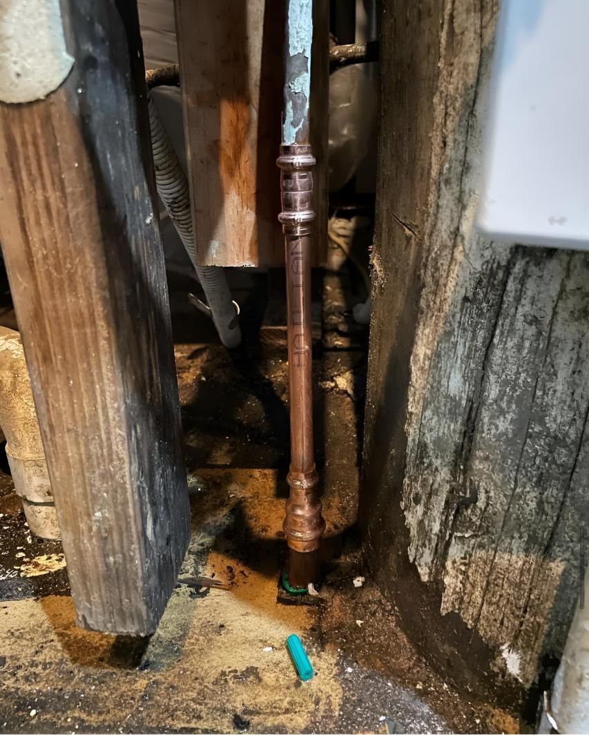 Close Up of a Copper Pipe in a Bathroom — Luke Barry Plumbing in Coomera, QLD