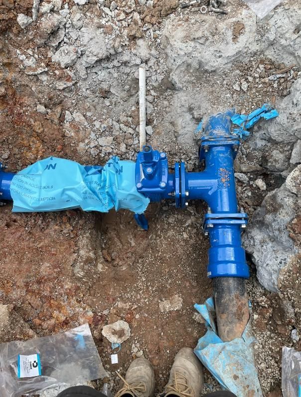 Blue Pipe on the Ground — Luke Barry Plumbing in Mudgeeraba, QLD