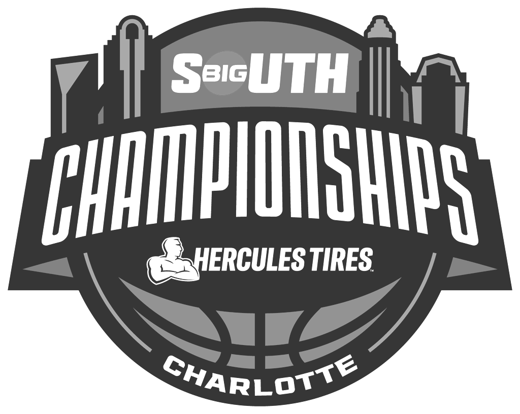 A black and white logo for the big south championships