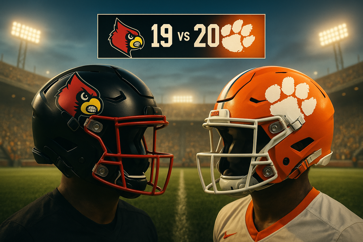 college football helmet and player