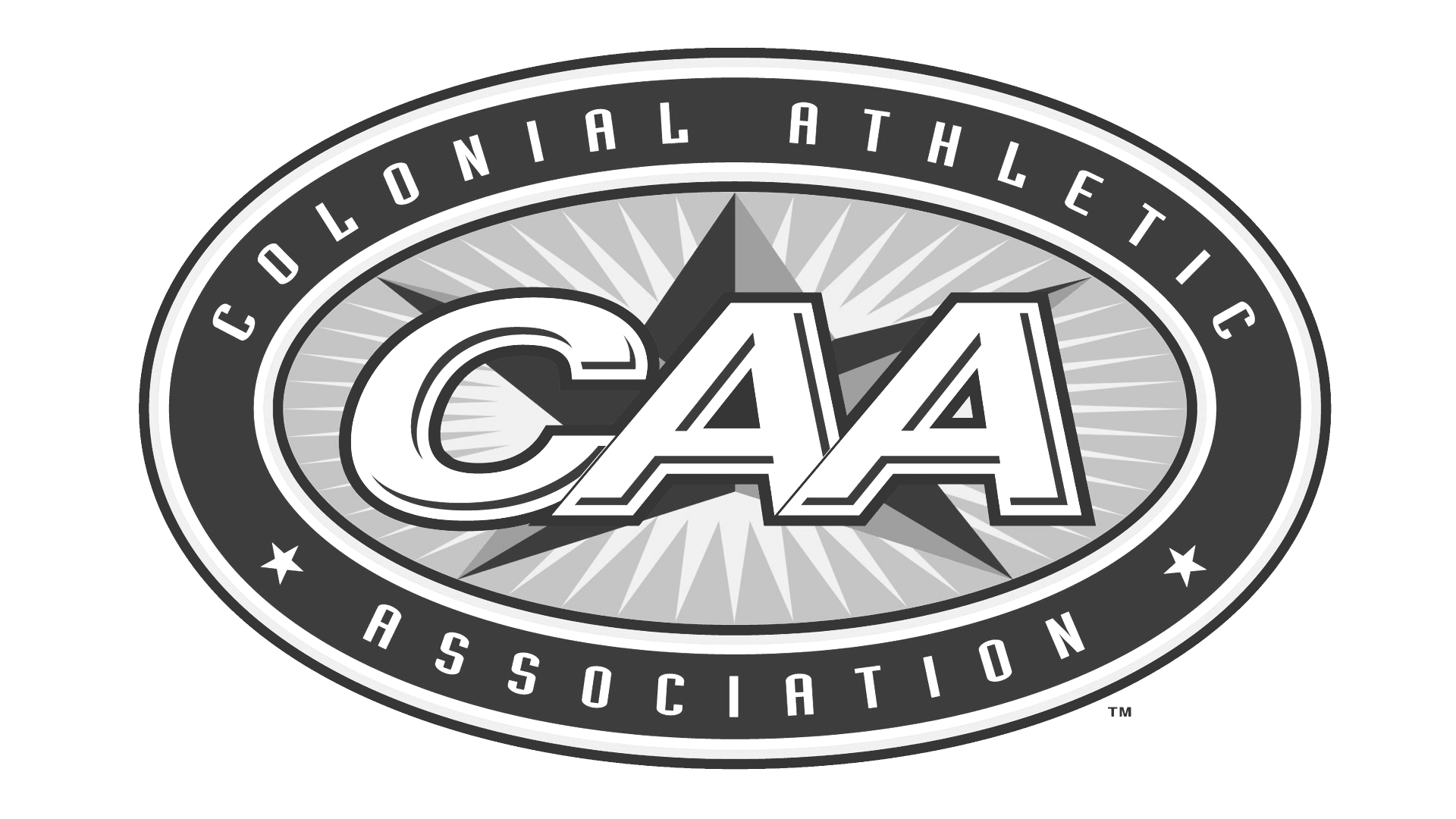 A black and white logo for the colonial athletic association