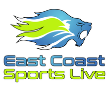 A logo for east coast sports live with a lion on it