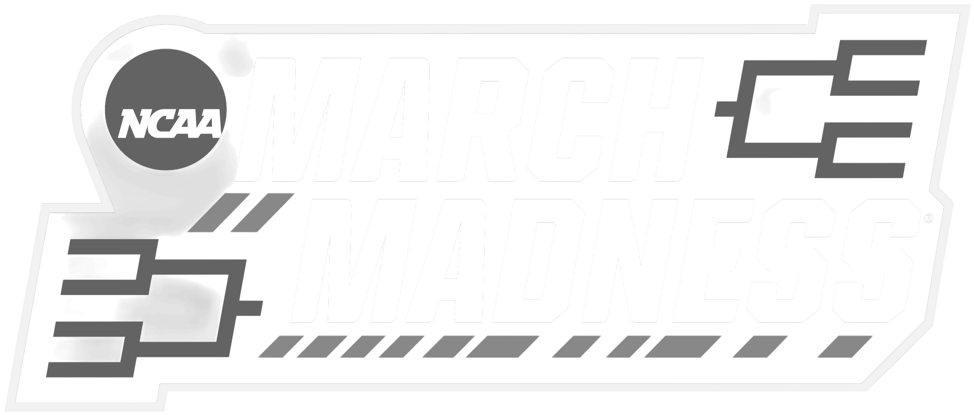A black and white image of a ncaa logo on a white background.