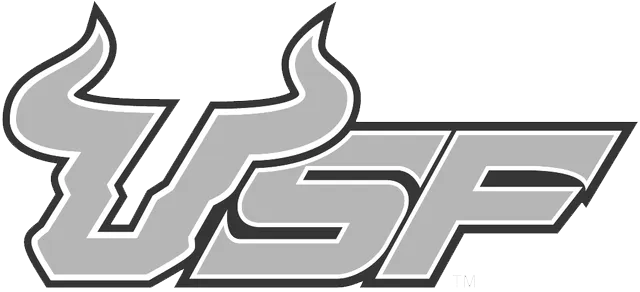A logo for usf with a bull on it