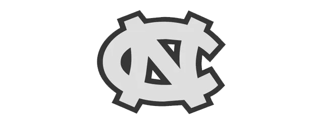 A black and white drawing of the north carolina tar heels logo on a white background.