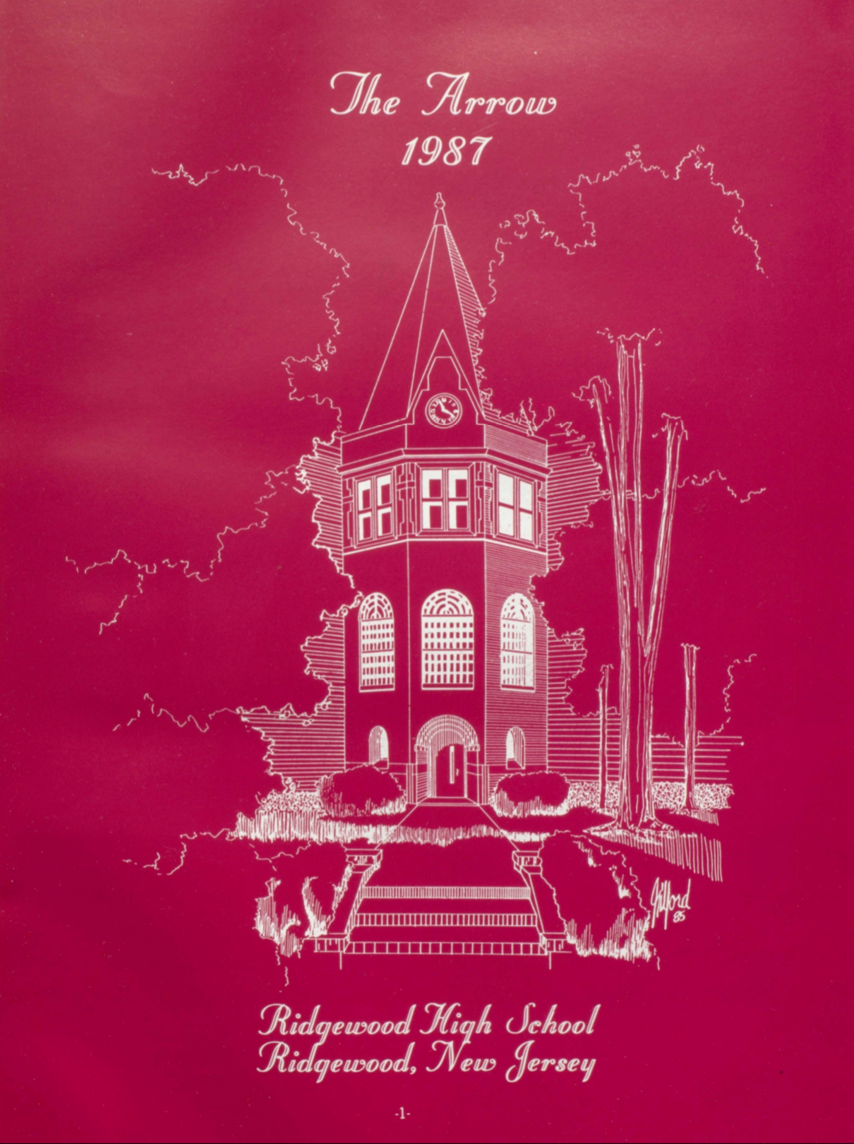 A drawing of a building with the year 1987 on it