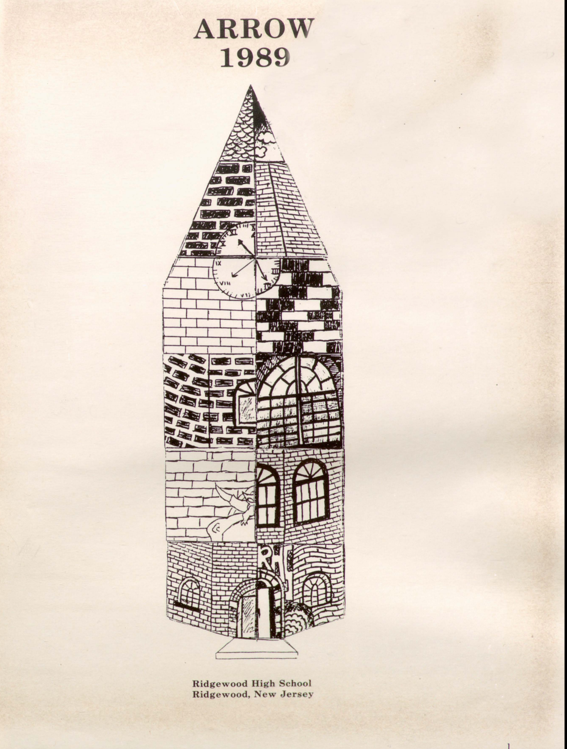 A black and white drawing of an arrow from 1980