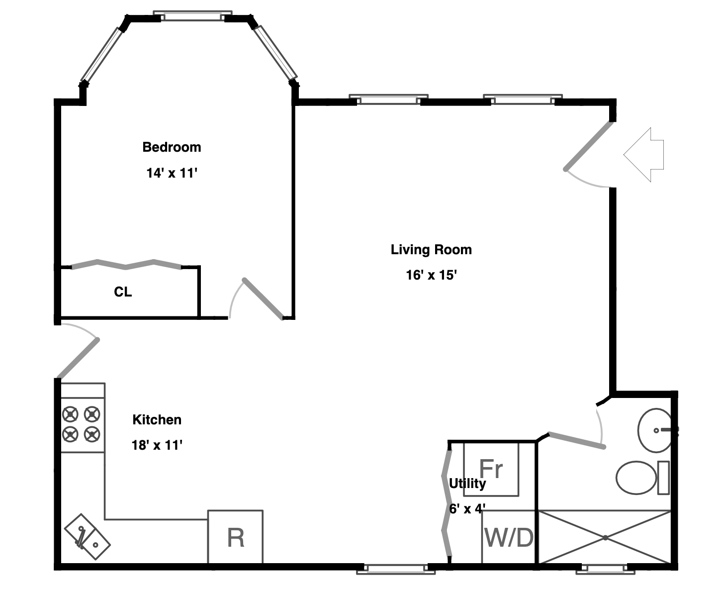 Unit #2R Floor Plan