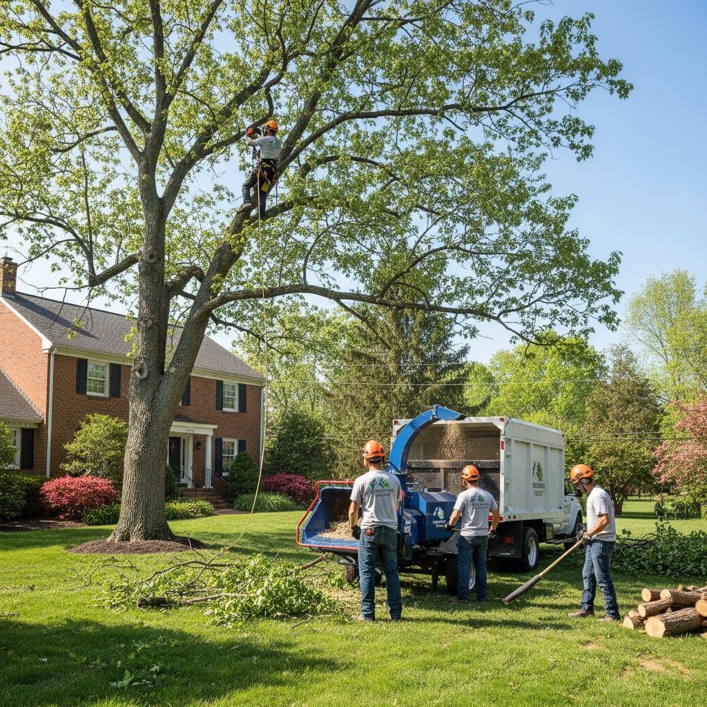Firewood delivery service unloading seasoned hardwood in Maryland.