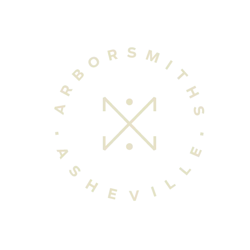 Arborsmiths Asheville logo: Circle with text, stylized 