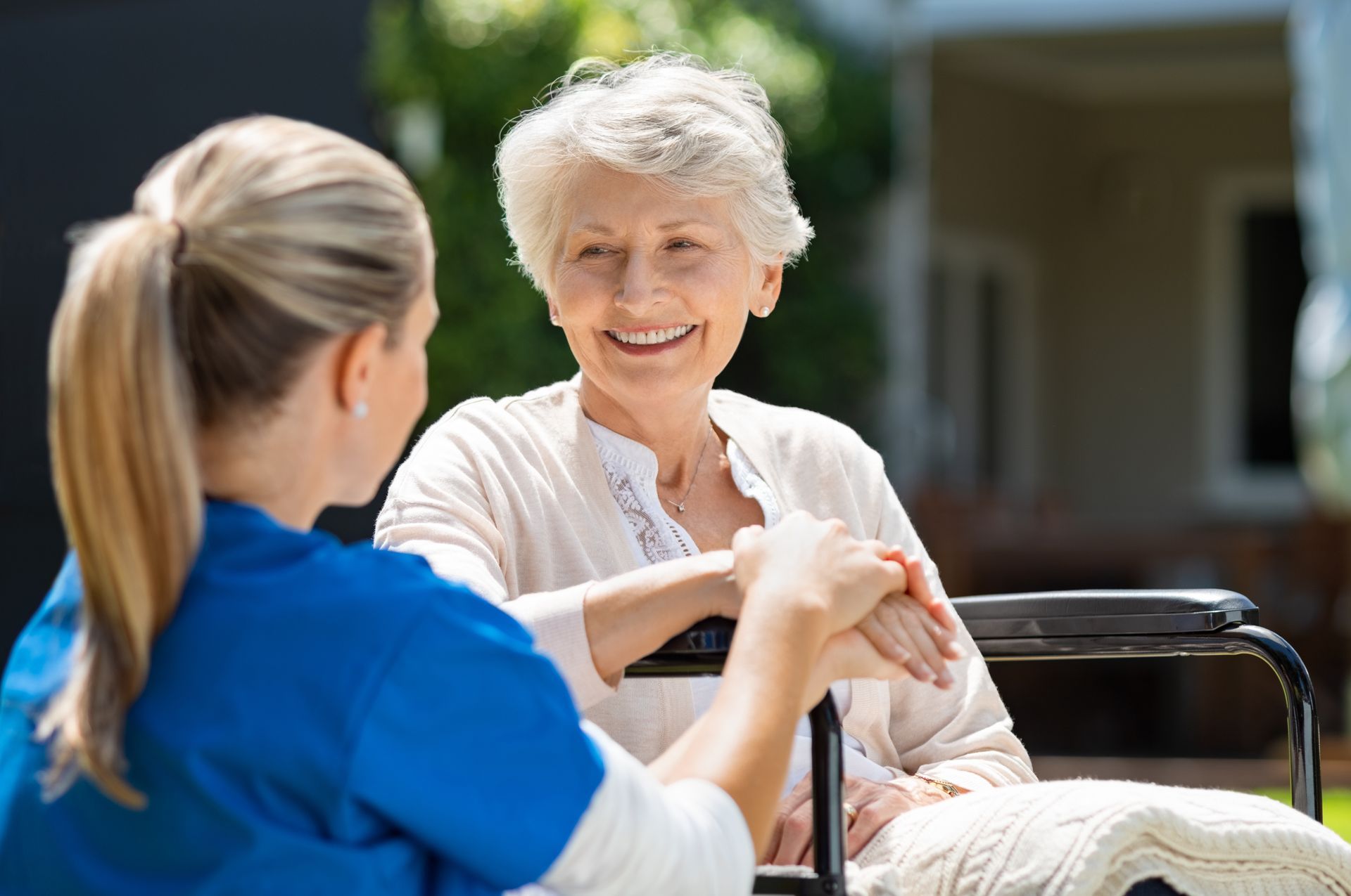 Home Health care helping with outdoor activities