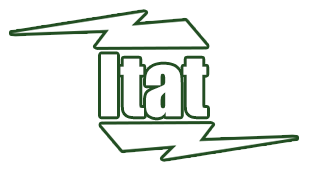 Un logo verde con la palabra itat y un rayo.