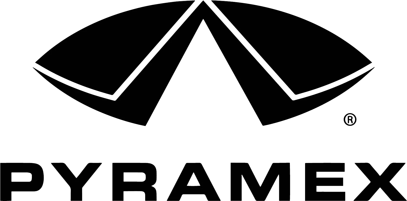 Black logo with a stylized eye shape and 