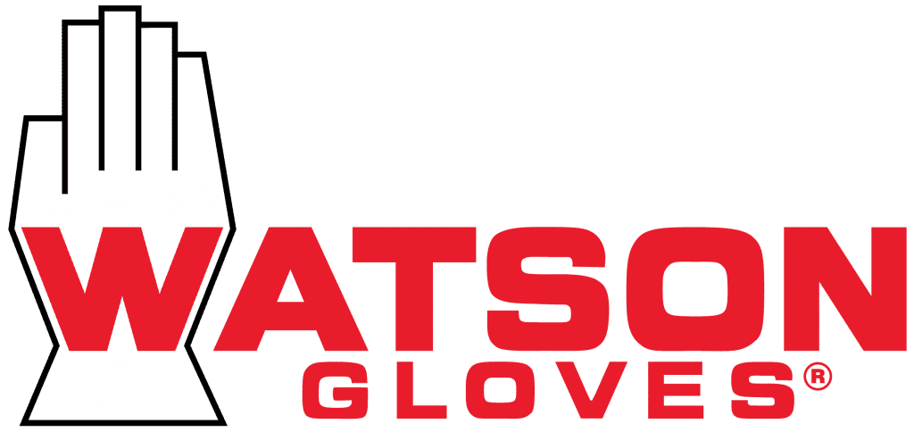 Watson Gloves logo with a hand outline and red text.