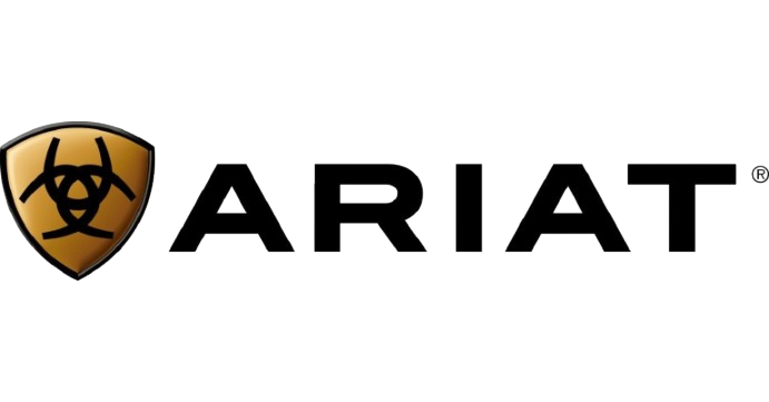 Ariat logo with a gold shield and black text.