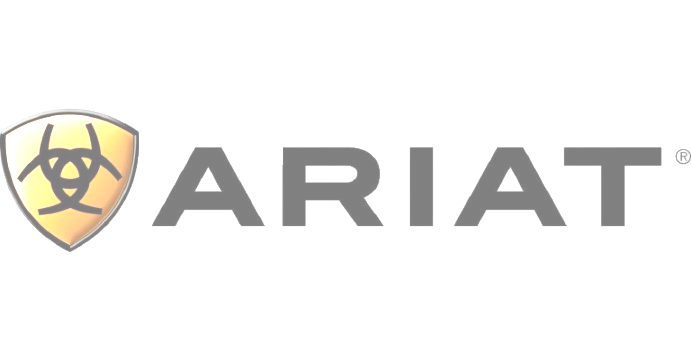 Ariat logo with a gold shield and black text.