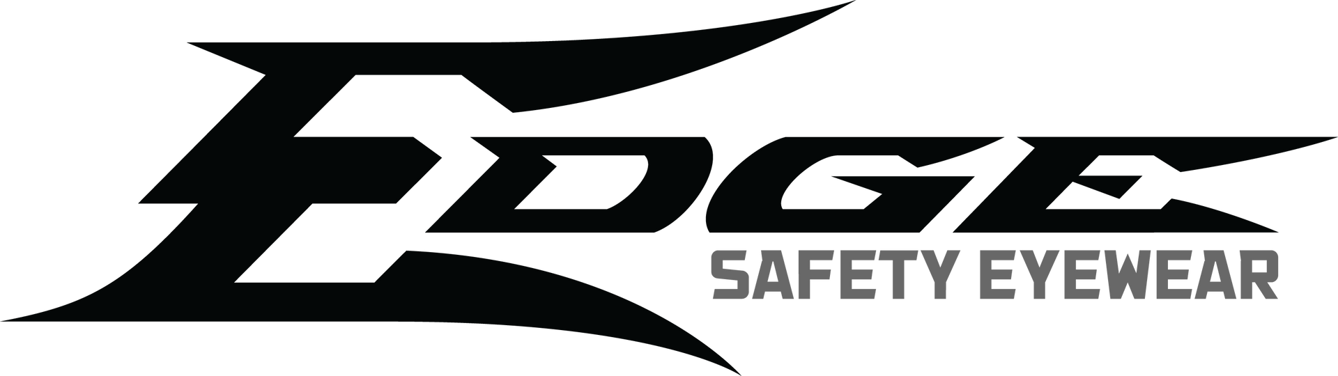 Logo for Edge Safety Eyewear; black stylized wordmark 