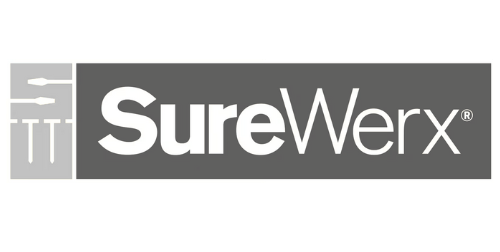 Logos of Pioneer and SureWerx side-by-side, with text in black and white, orange background.