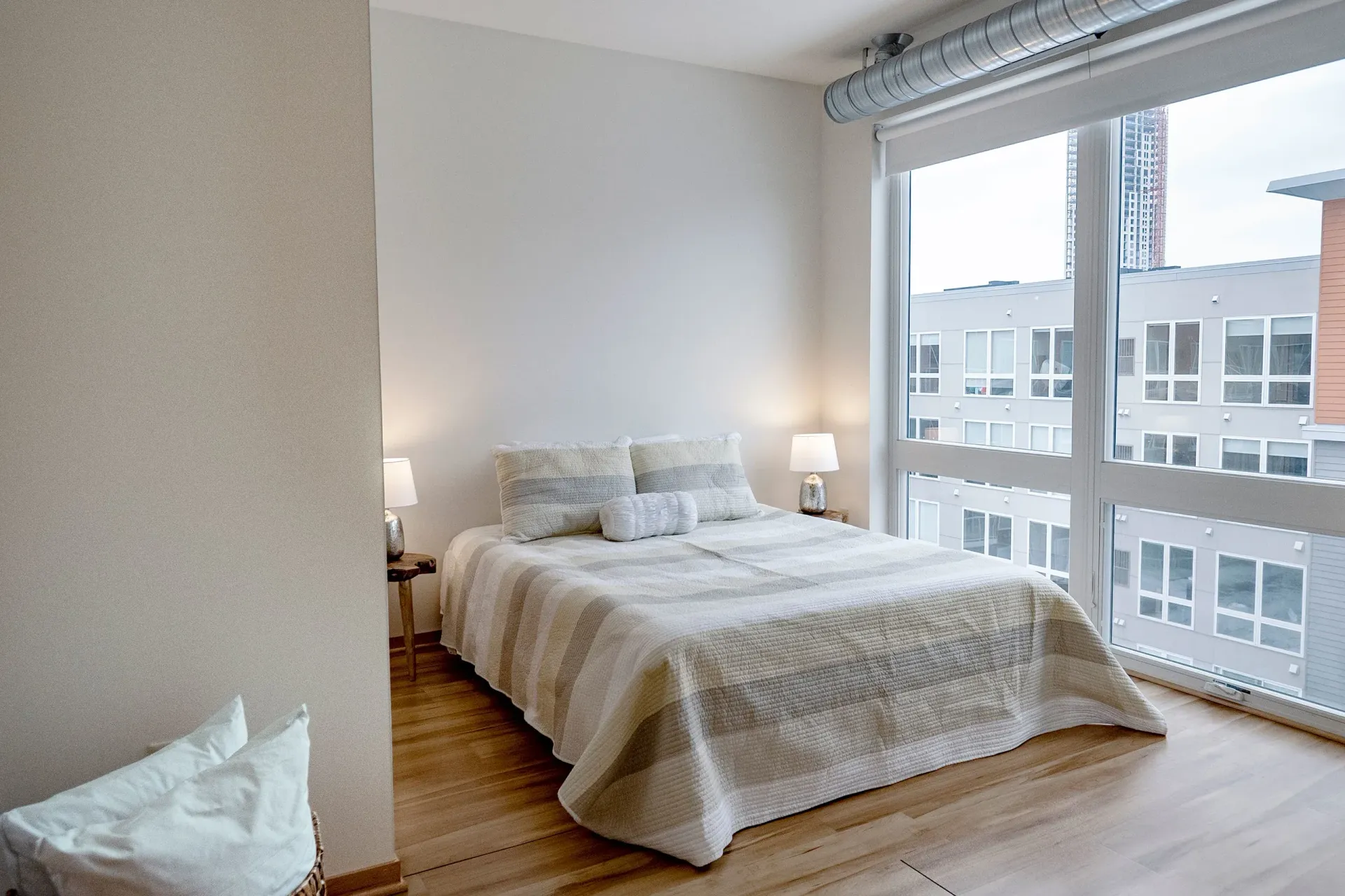 Bedroom at 7west in Minneapolis, MN.