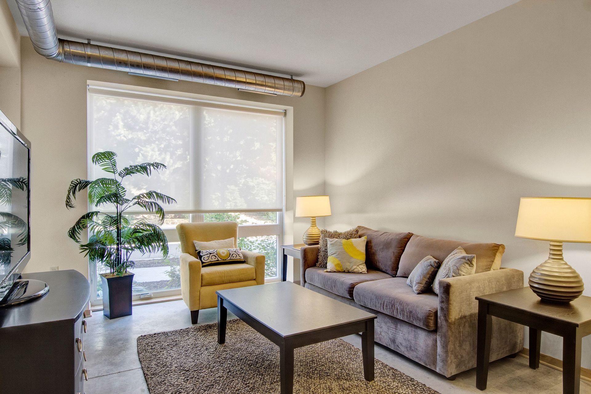 Living room at 7west in Minneapolis, MN.
