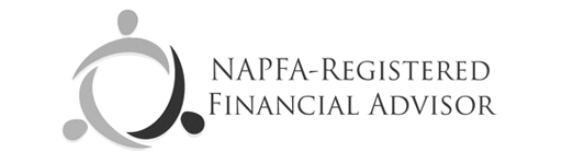 A black and white logo for a napfa registered financial advisor