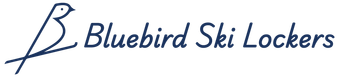 The logo for bluebird ski lockers has a bird on it.