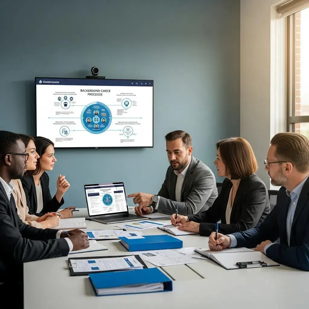 Group discussion on background check services emphasizing professionalism and safety